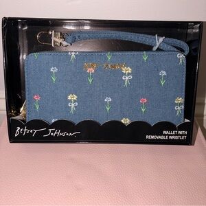 Betsey Johnson Denim Floral Wristlet